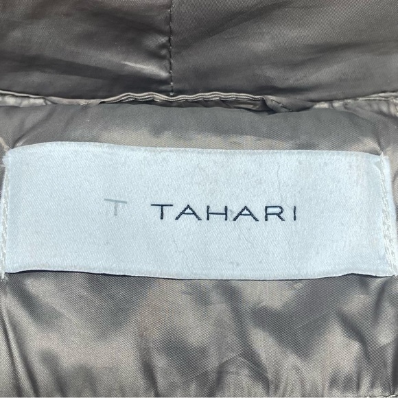 T Tahari Metallic Gray Puffer Jacket Women’s S Pockets Zip Snap 80 Down 20 Feath - Picture 3 of 13